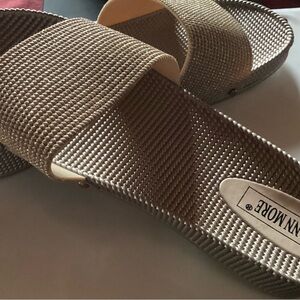 Ann More gold sparkle slip on sandals